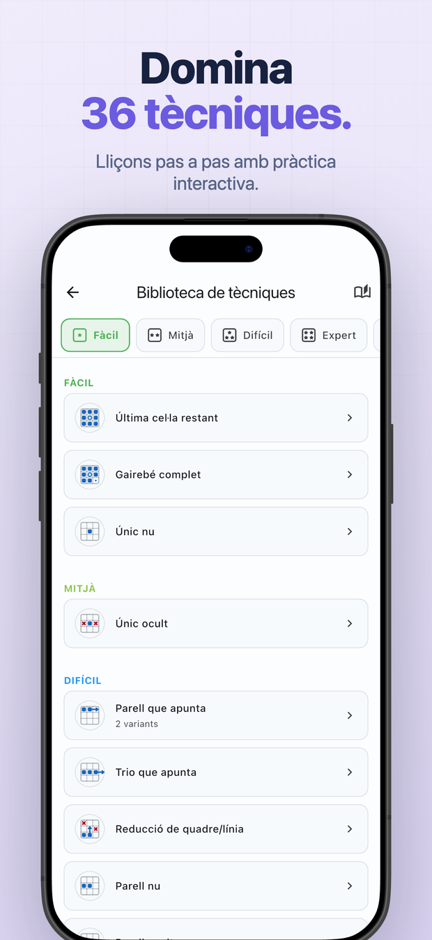 Domina 36 tècniques. Lliçons pas a pas amb pràctica interactiva.