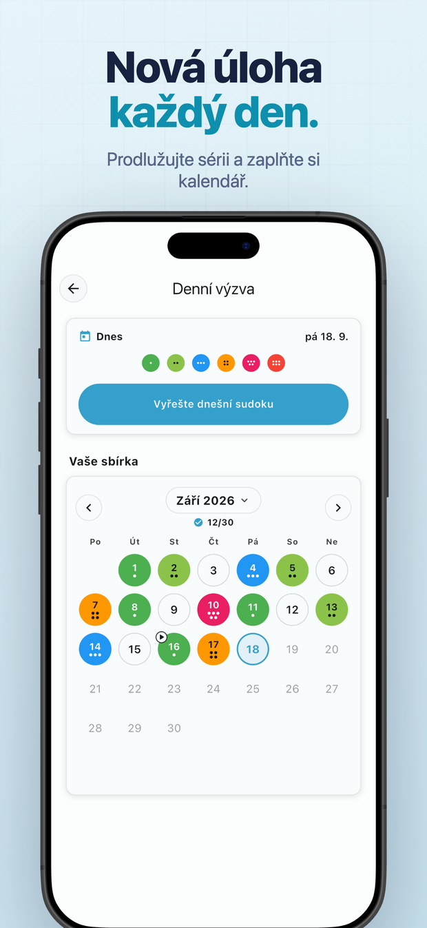 Nová úloha každý den. Prodlužujte sérii a zaplňte si kalendář.