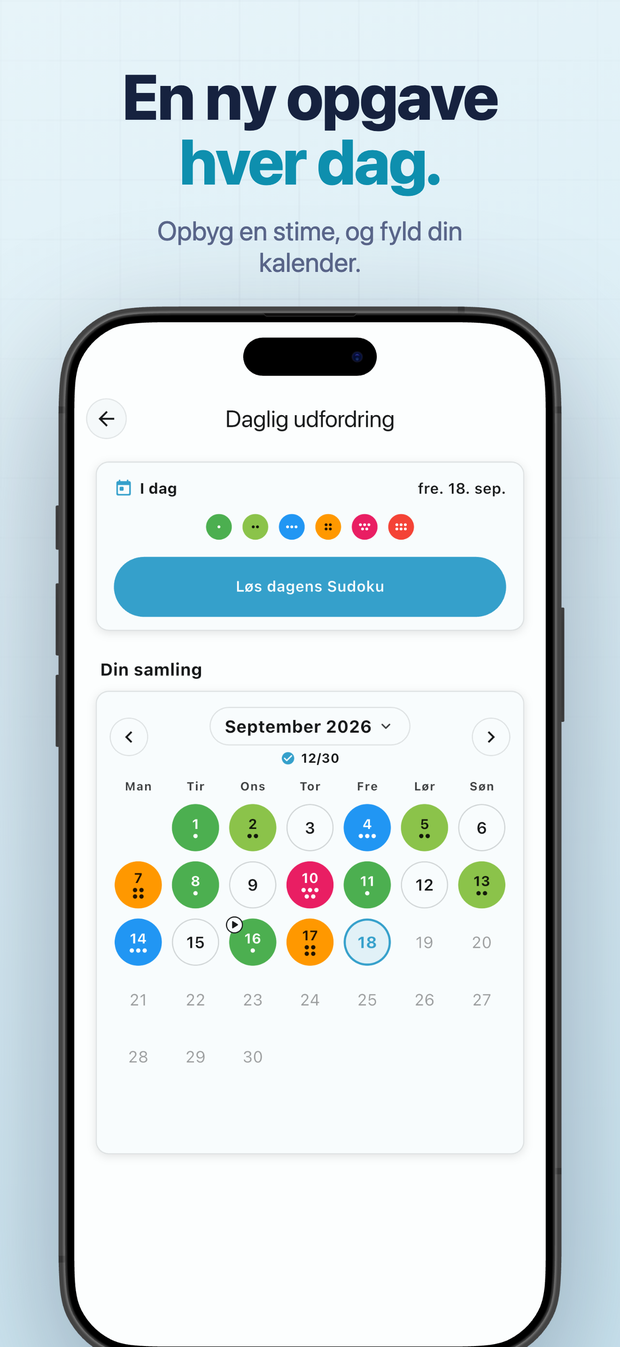 En ny opgave hver dag. Opbyg en stime, og fyld din kalender.