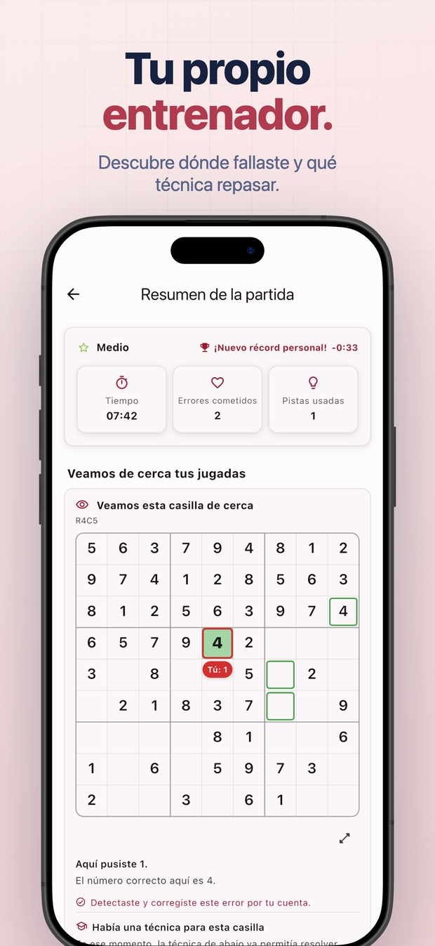 Tu propio entrenador. Descubre dónde fallaste y qué técnica repasar.