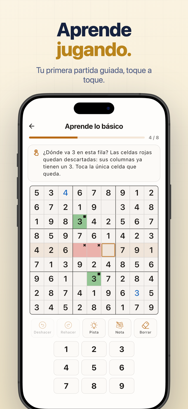 Aprende jugando. Tu primera partida guiada, toque a toque.
