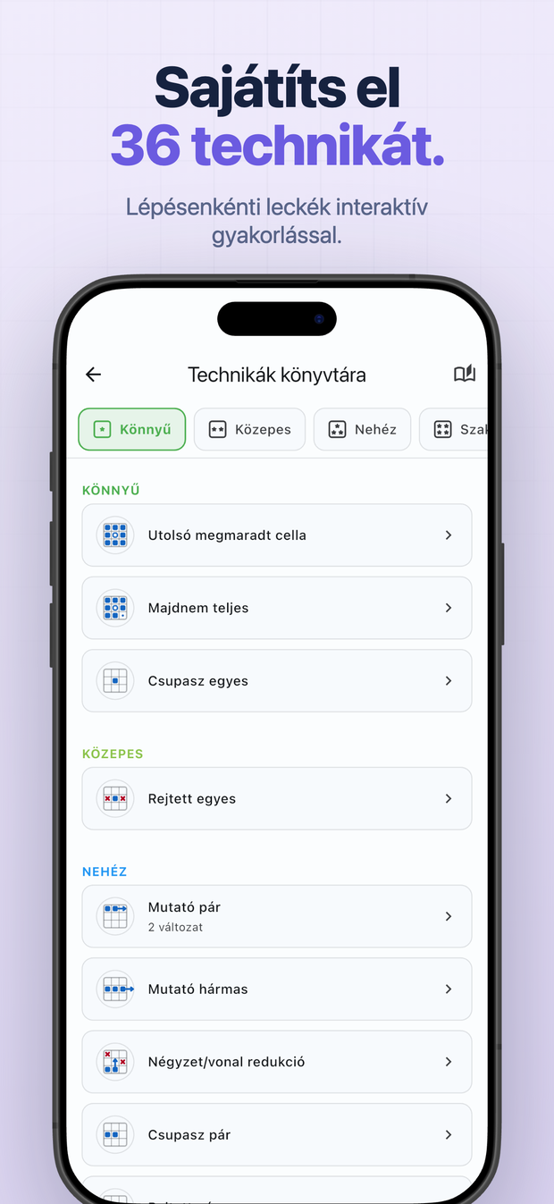 Sajátíts el 36 technikát. Lépésenkénti leckék interaktív gyakorlással.