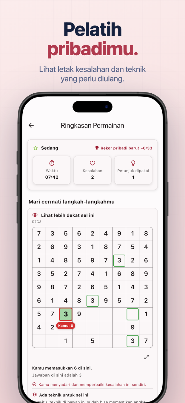 Pelatih pribadimu. Lihat letak kesalahan dan teknik yang perlu diulang.