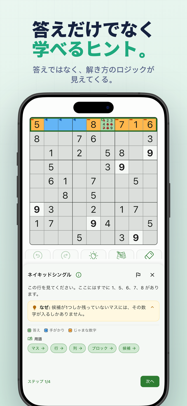答えだけでなく 学べるヒント。 答えではなく、解き方のロジックが見えてくる。