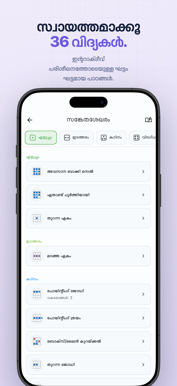 സ്വായത്തമാക്കൂ 36 വിദ്യകൾ. ഇന്ററാക്ടീവ് പരിശീലനത്തോടെയുള്ള ഘട്ടം ഘട്ടമായ പാഠങ്ങൾ.