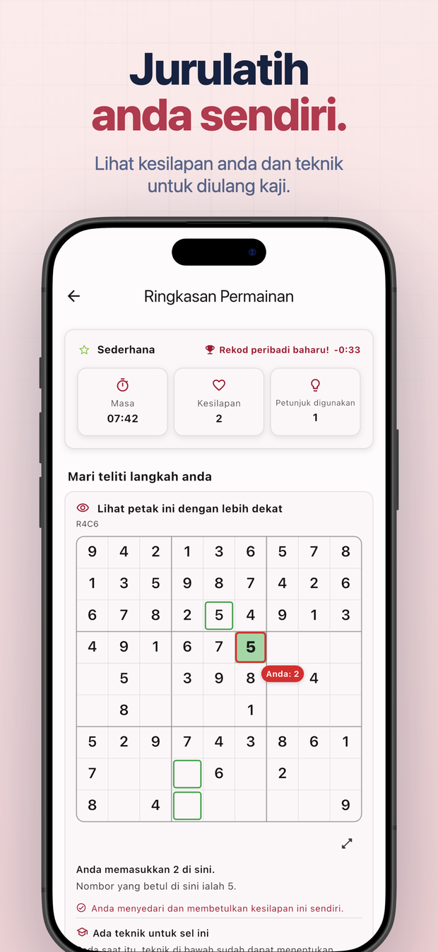 Jurulatih anda sendiri. Lihat kesilapan anda dan teknik untuk diulang kaji.