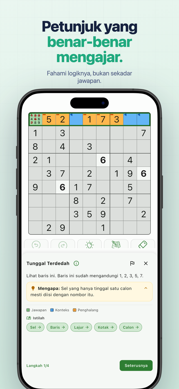 Petunjuk yang benar-benar mengajar. Fahami logiknya, bukan sekadar jawapan.