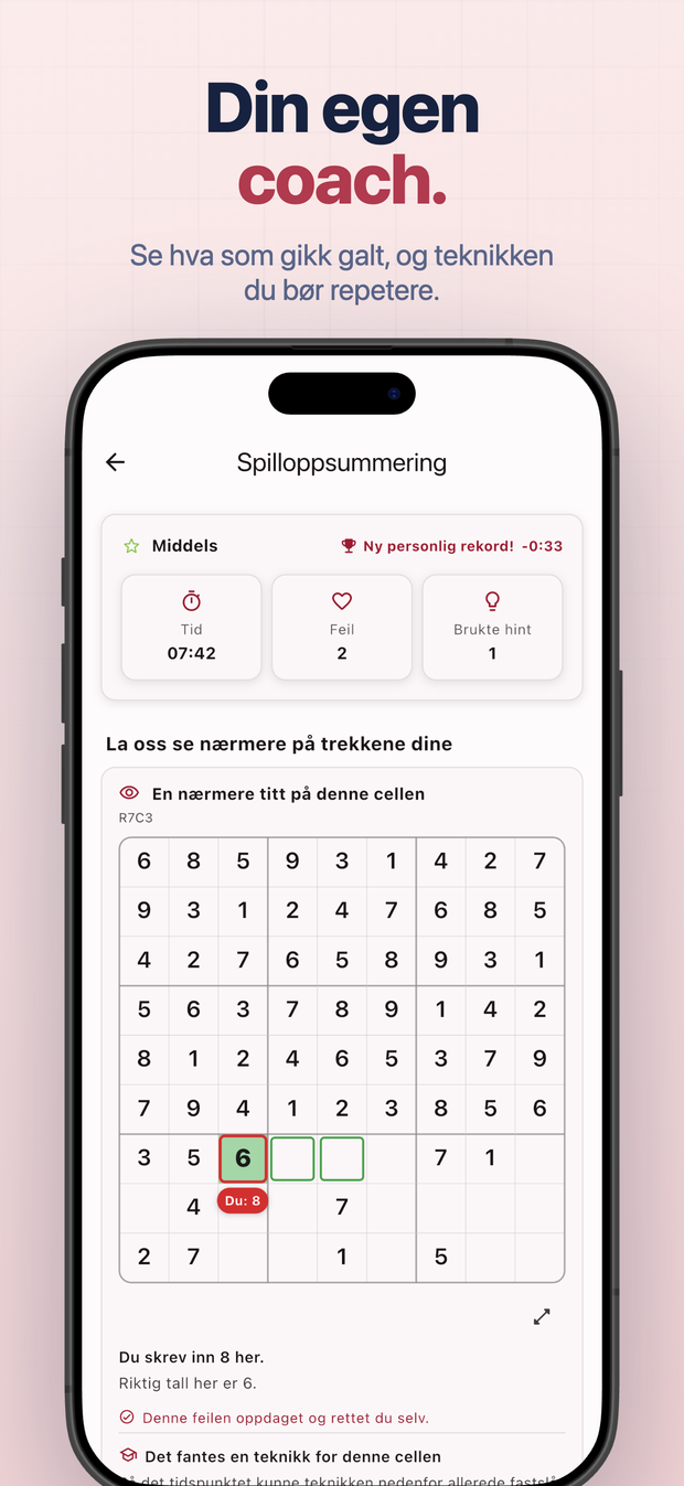 Din egen coach. Se hva som gikk galt, og teknikken du bør repetere.