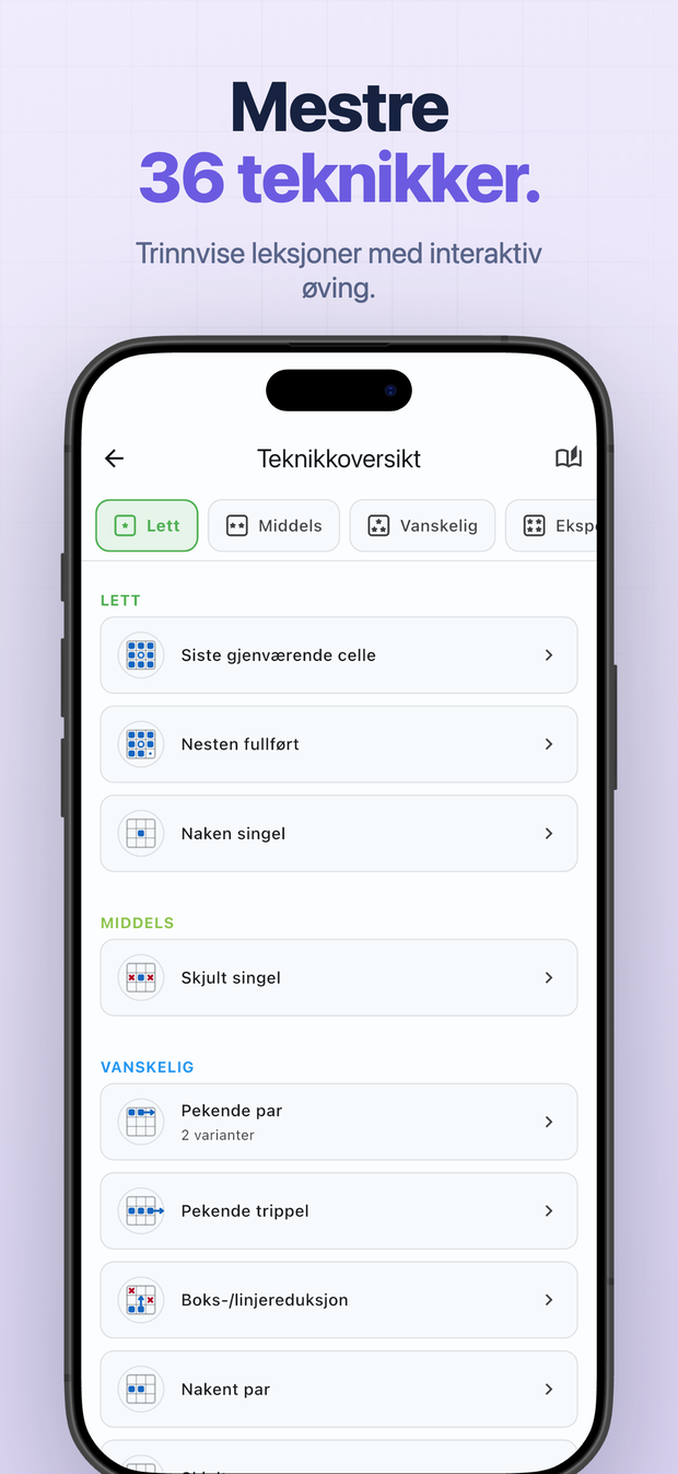 Mestre 36 teknikker. Trinnvise leksjoner med interaktiv øving.