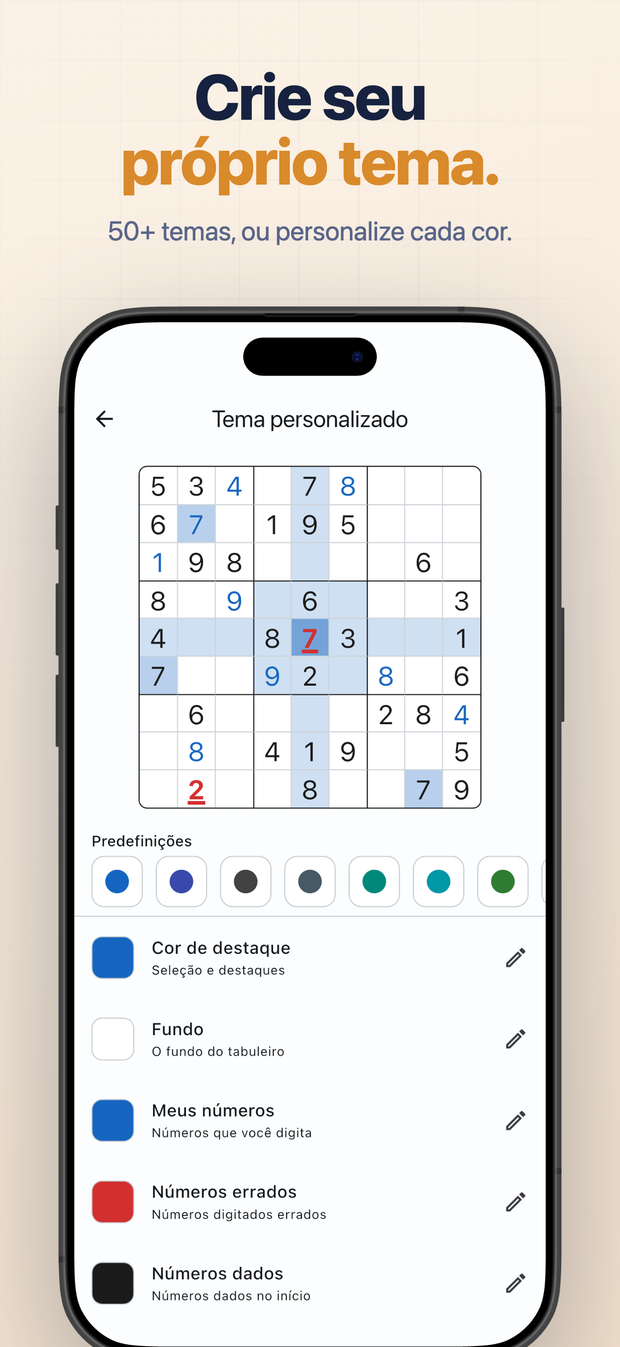 Crie seu próprio tema. 50+ temas, ou personalize cada cor.
