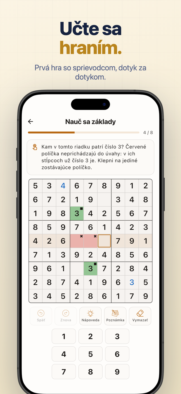 Učte sa hraním. Prvá hra so sprievodcom, dotyk za dotykom.